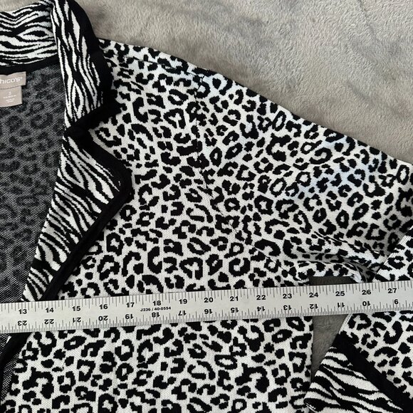 Chico's Sweater Cardigan 3 XL 16/18 Animal Print Zebra Cheetah Black White - Picture 8 of 9